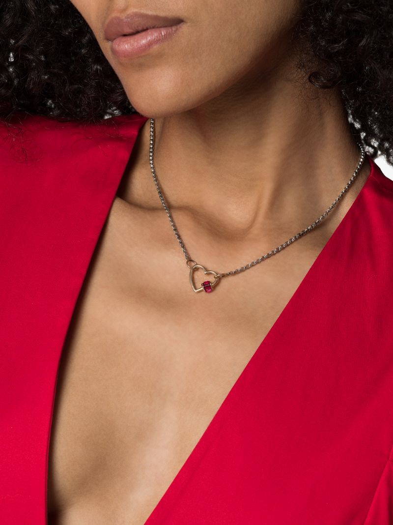 14k Yellow Gold Baby Heartlock Ruby Lock Charm