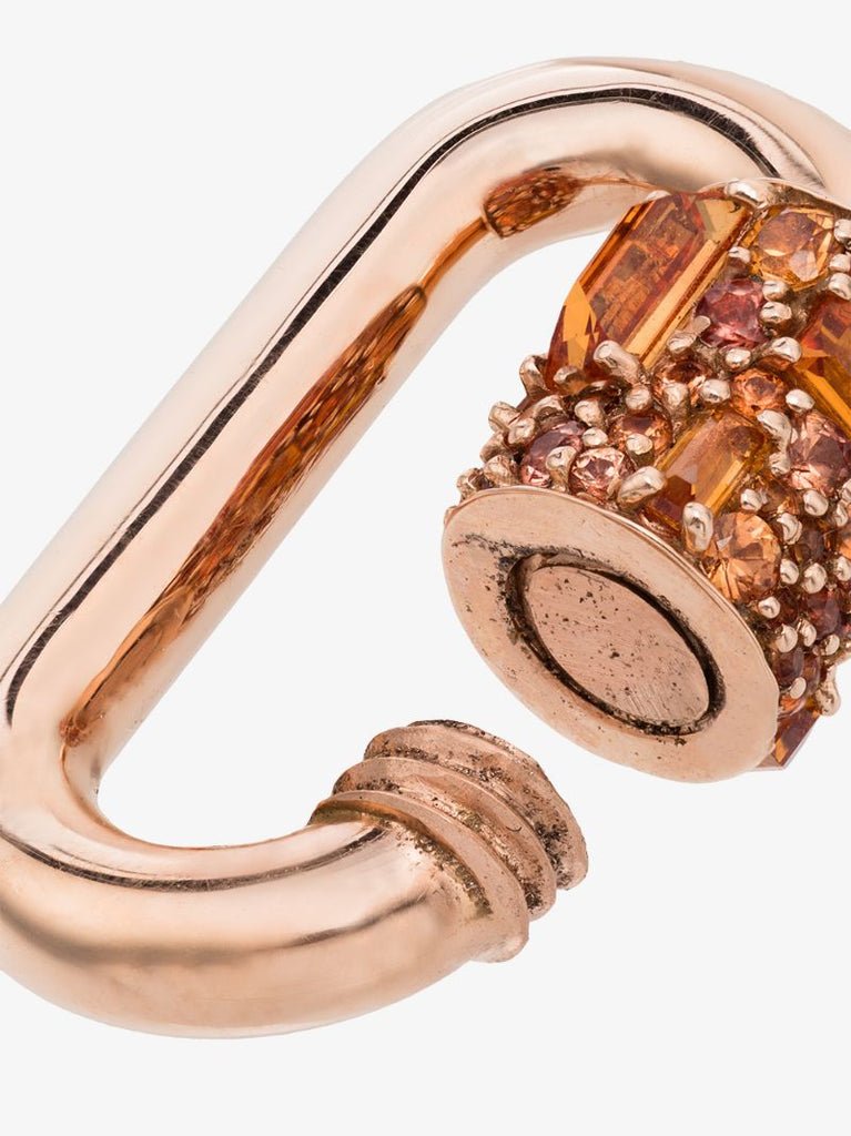 14k Rose Gold and Orange Sapphire Chubby Medium Lock Charm