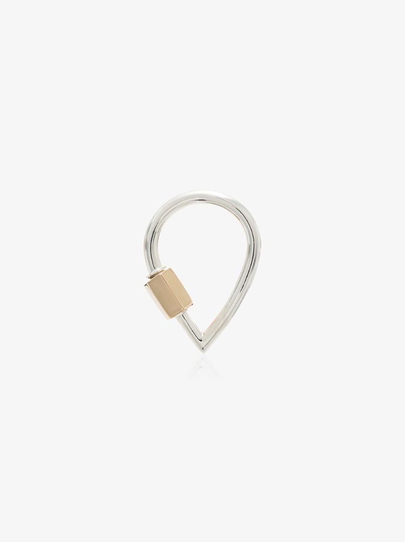 Silver and 14k Rose Gold Teardrop Lock Charm
