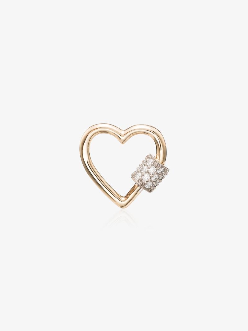 14k Yellow Gold and Platinum Heartlock Diamond Charm