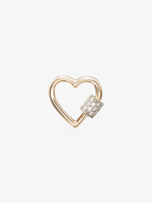 14k Yellow Gold and Platinum Heartlock Diamond Charm