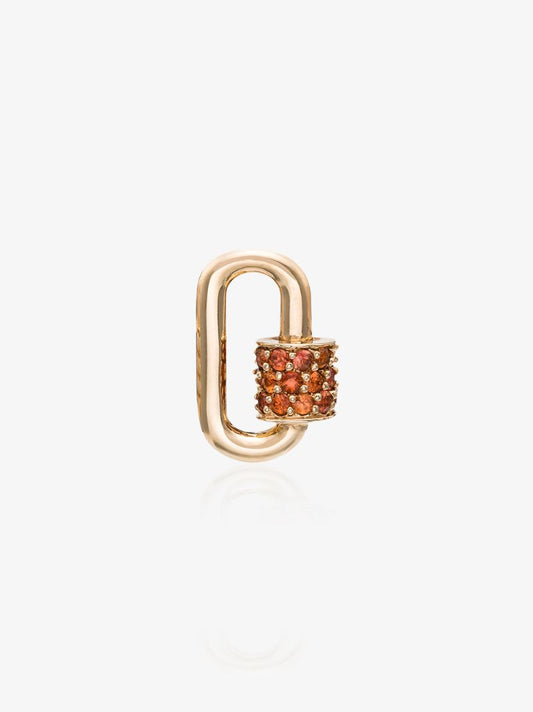 14k Yellow Gold Chubby Baby Orange Sapphire Lock Charm