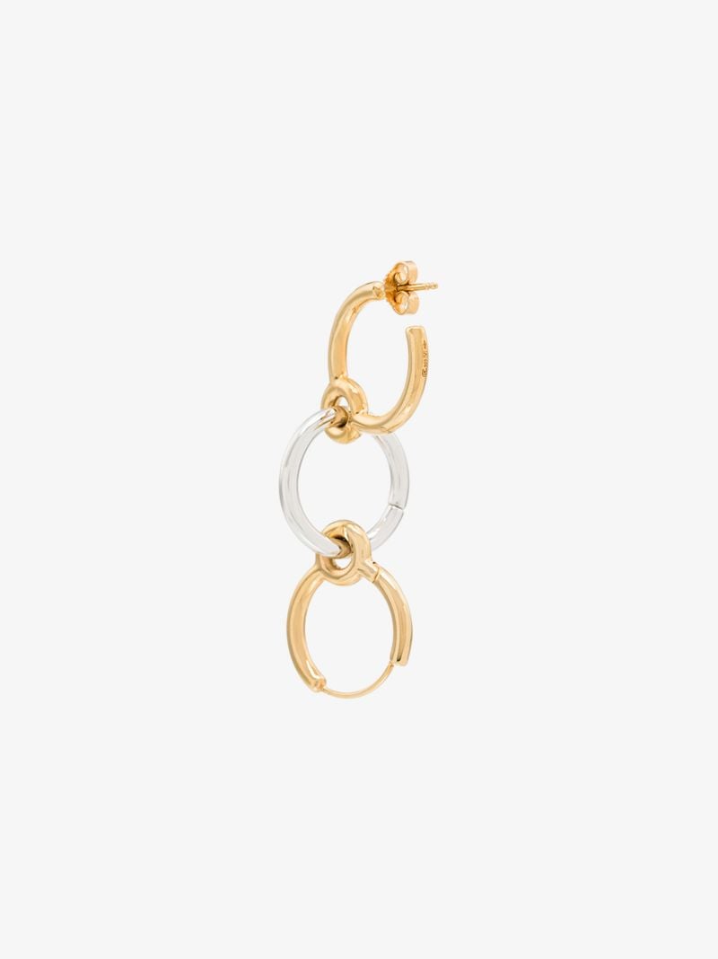 18k Gold Vermeil and Silver Three Lovers Single Earring