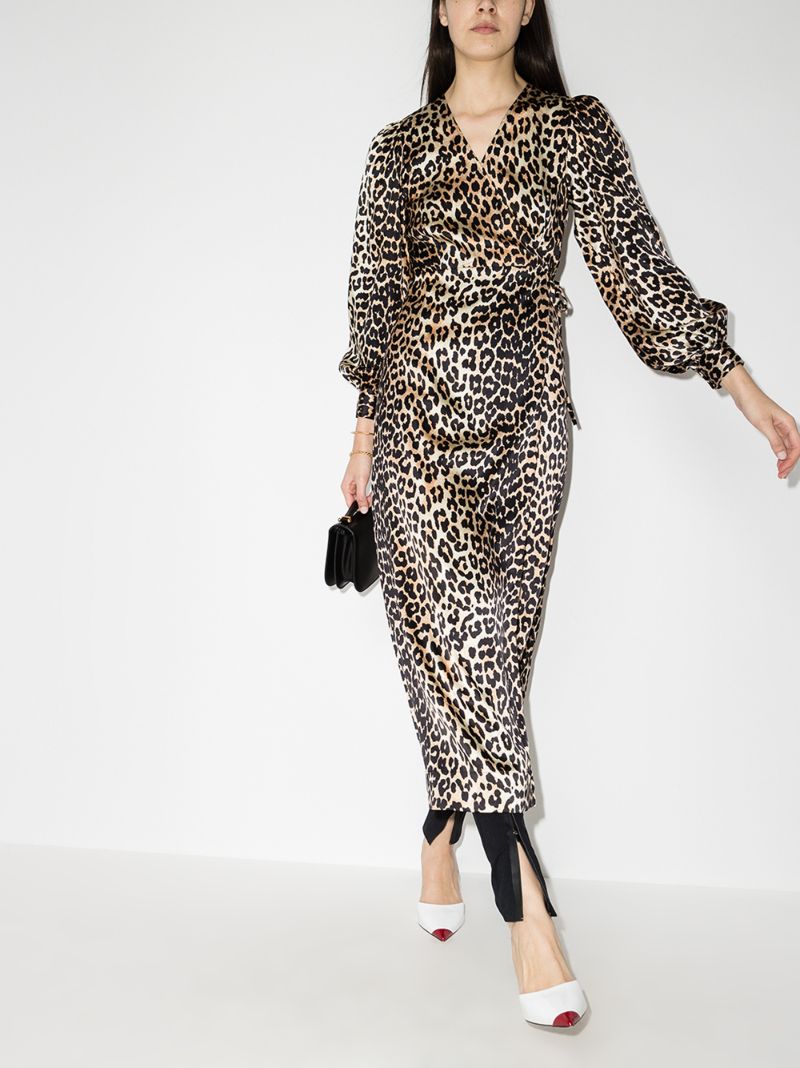 Leopard Print Silk Wrap Dress