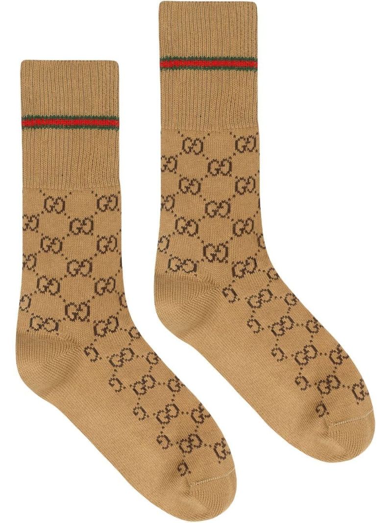 Brown Gg Web Cotton Socks