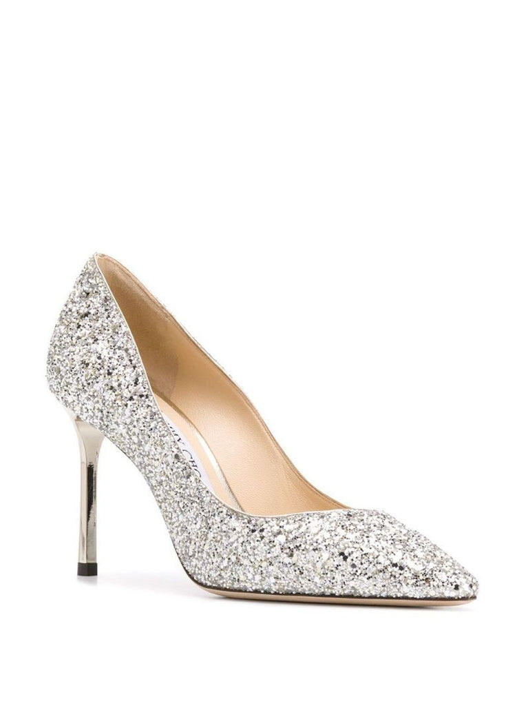Jimmy Choo Romy 85 Hh Pt Pmp Glttr Txtle