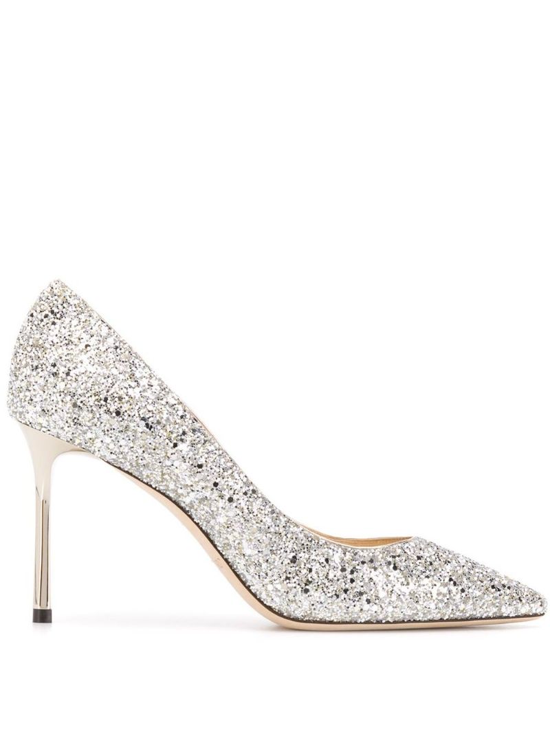 Jimmy Choo Romy 85 Hh Pt Pmp Glttr Txtle