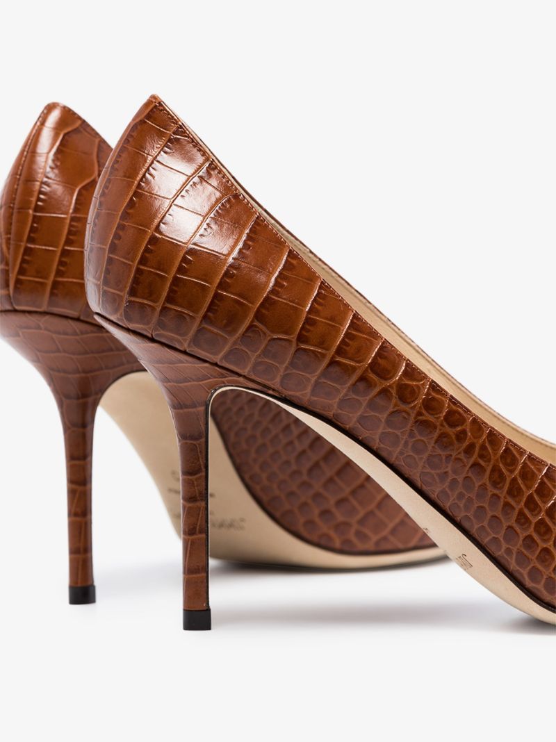 Brown Love 85 Croc Effect Pumps