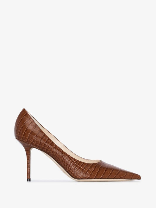 Brown Love 85 Croc Effect Pumps