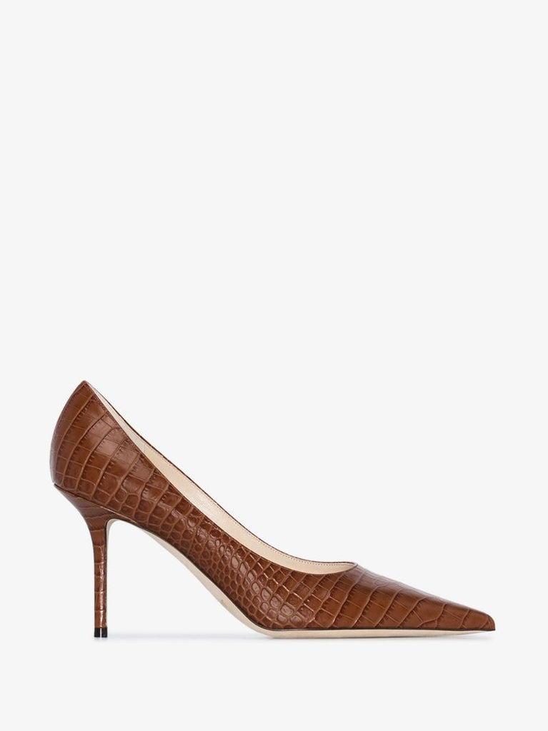 Brown Love 85 Croc Effect Pumps