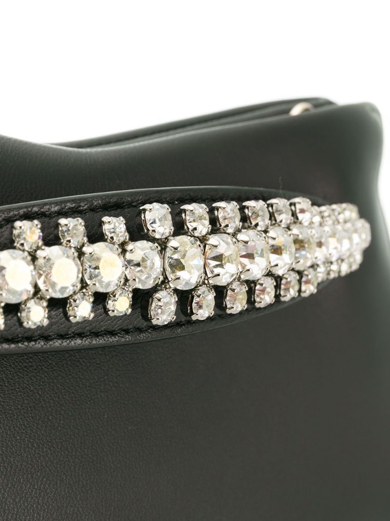Black Venus Crystal Leather Clutch Bag