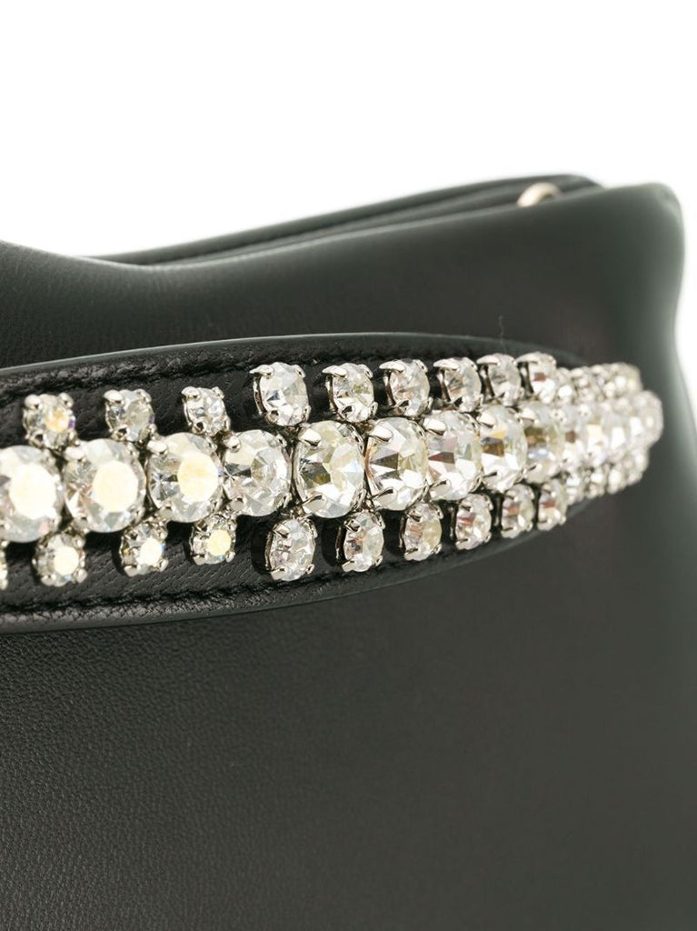 Black Venus Crystal Leather Clutch Bag