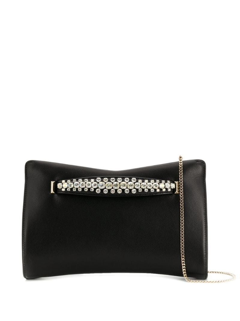 Black Venus Crystal Leather Clutch Bag