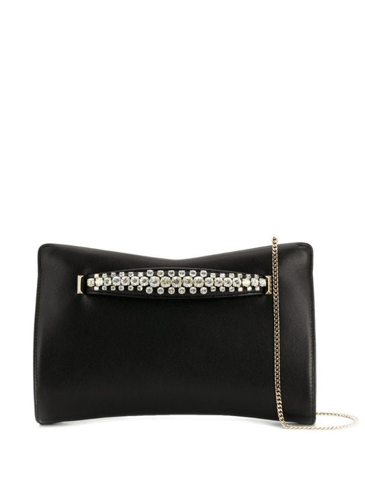 Black Venus Crystal Leather Clutch Bag