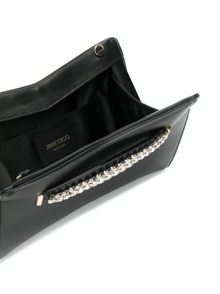 Black Venus Crystal Leather Clutch Bag
