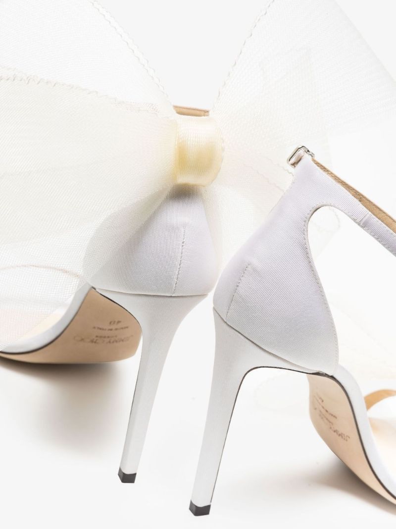 White Aveline 100 Bow Detail Sandals