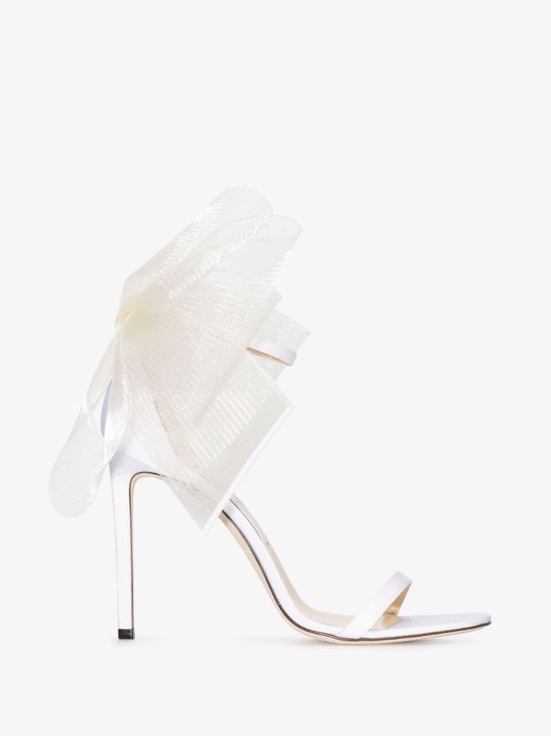 White Aveline 100 Bow Detail Sandals