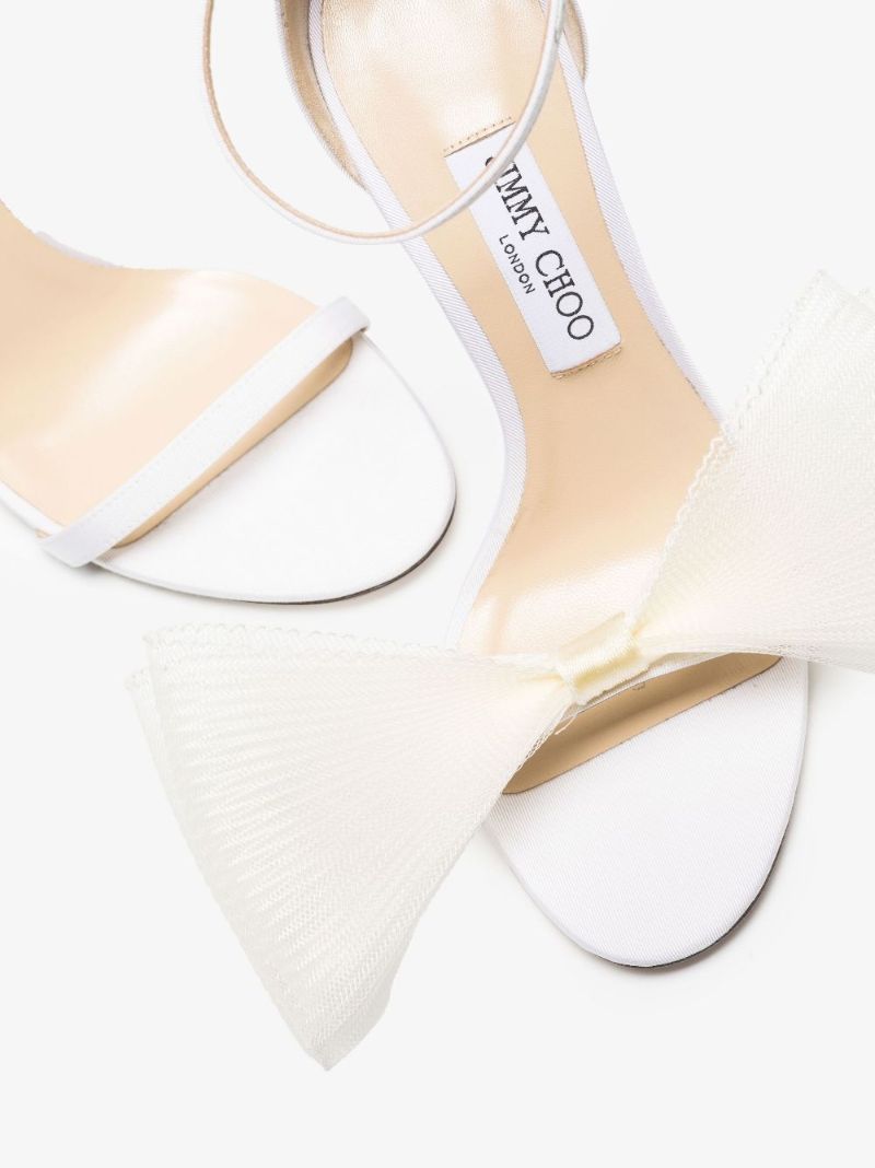 White Aveline 100 Bow Detail Sandals