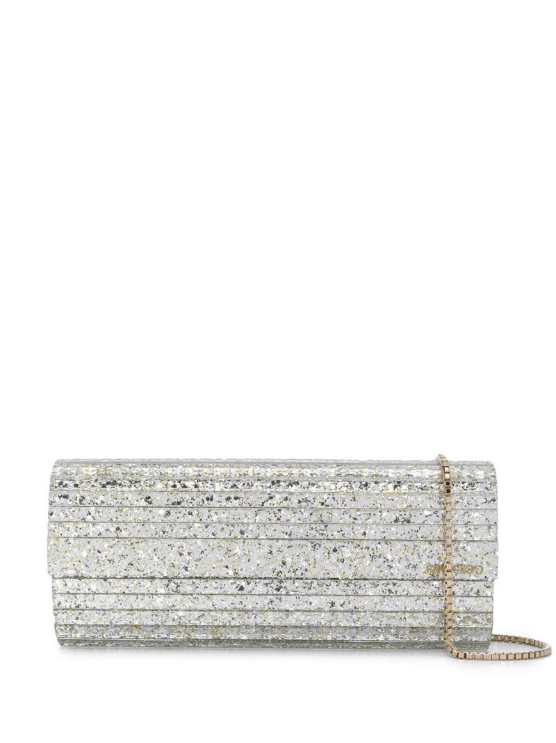 Silver-tone Sweetie Glitter Clutch Bag