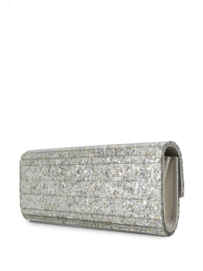 Silver-tone Sweetie Glitter Clutch Bag
