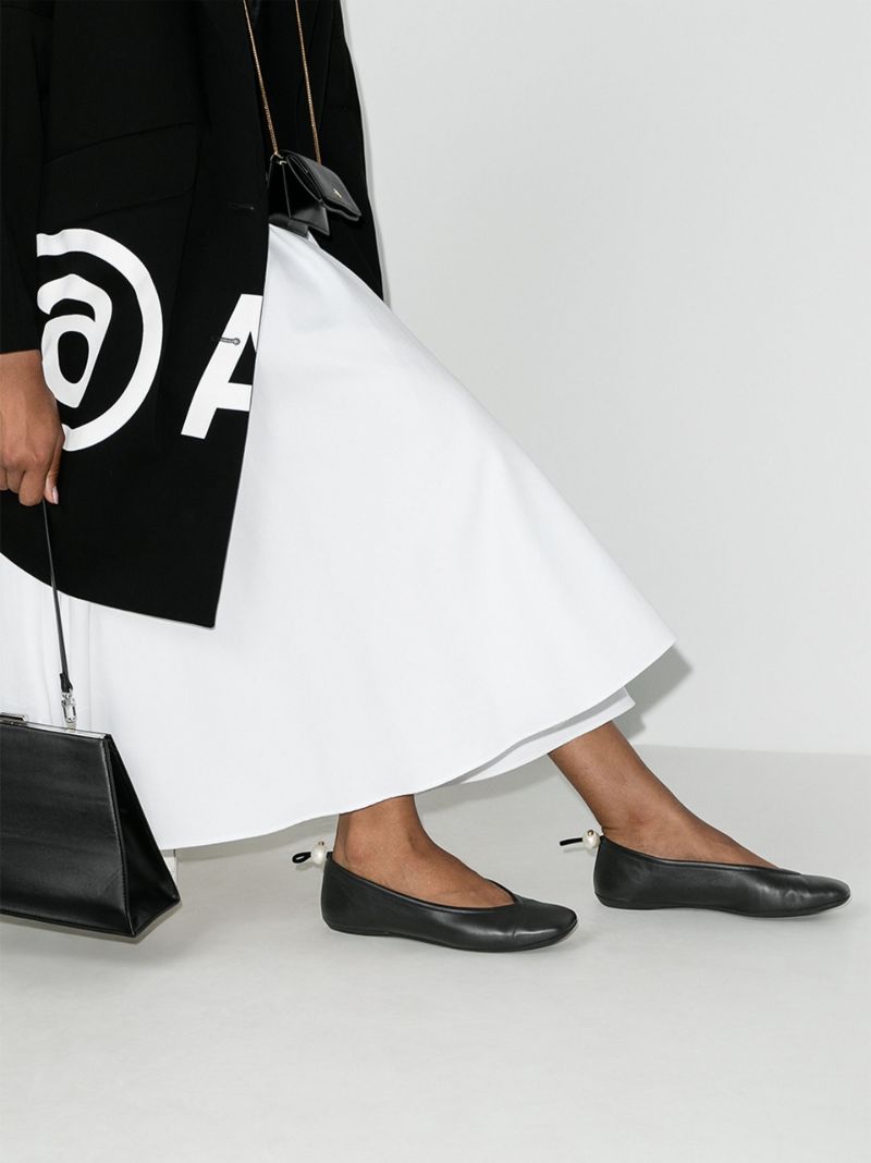 Black Delfi Leather Ballet Pumps