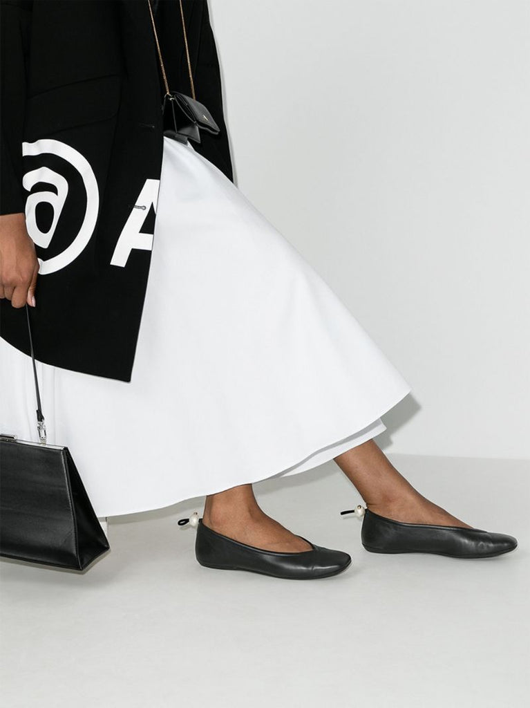 Black Delfi Leather Ballet Pumps