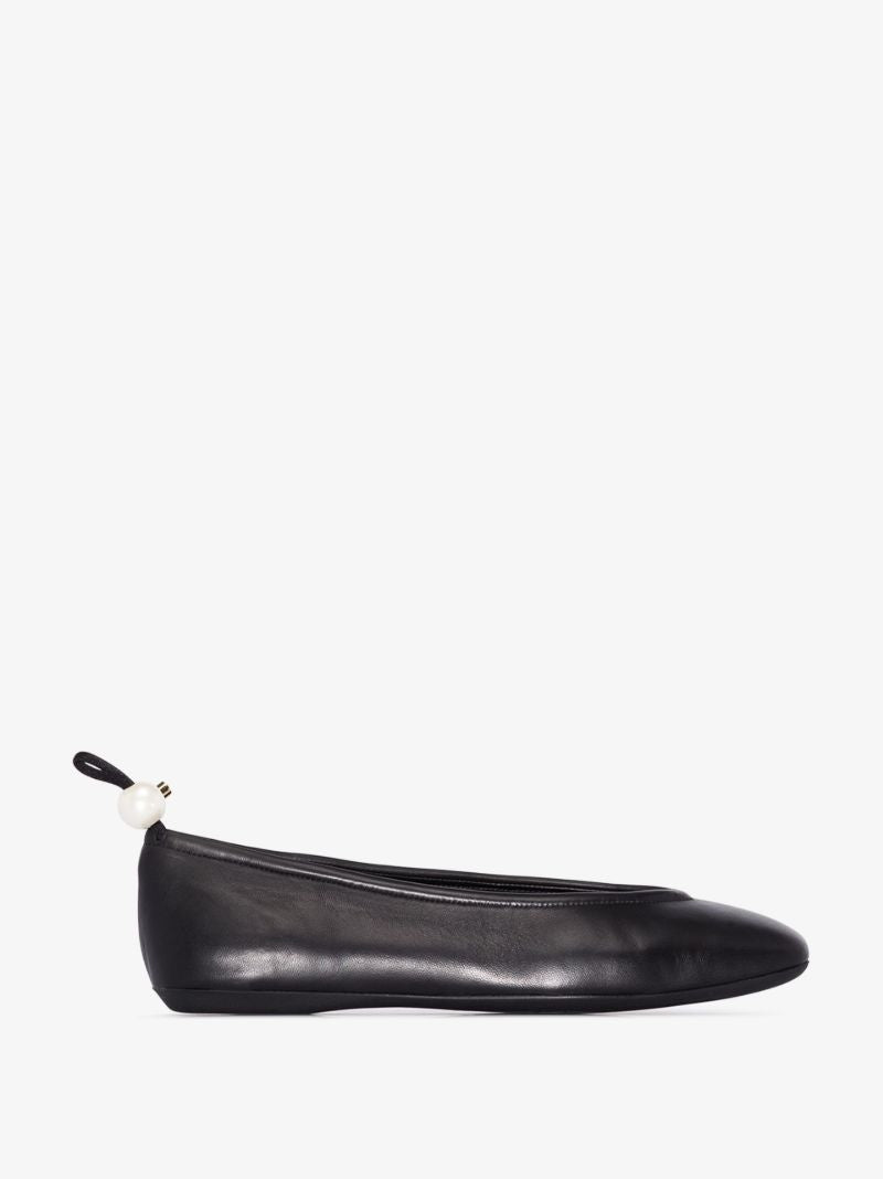 Black Delfi Leather Ballet Pumps
