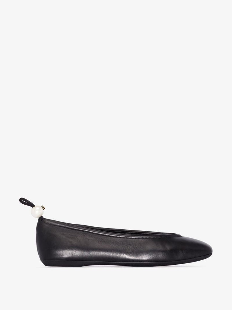 Black Delfi Leather Ballet Pumps