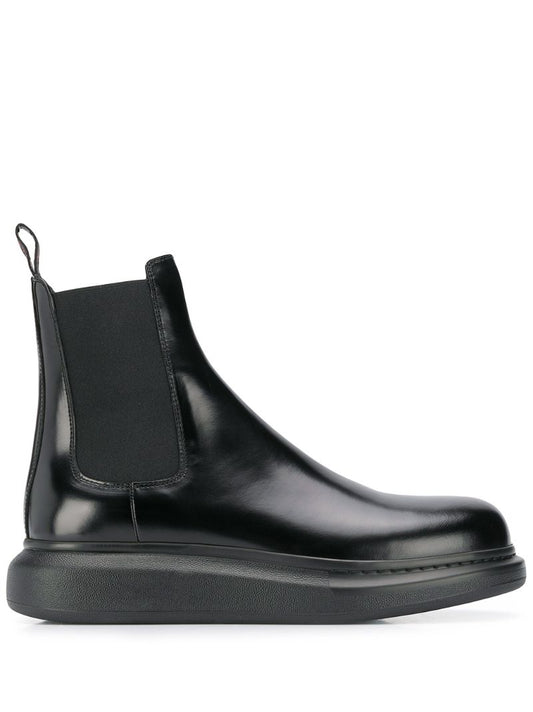 Black Hybrid Leather Chelsea Boots