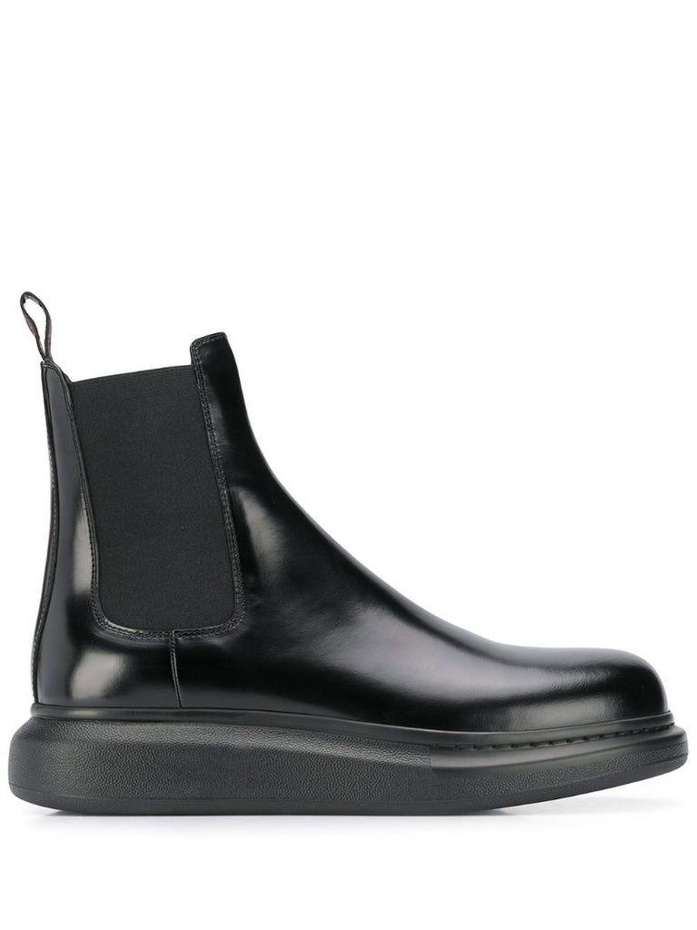 Black Hybrid Leather Chelsea Boots