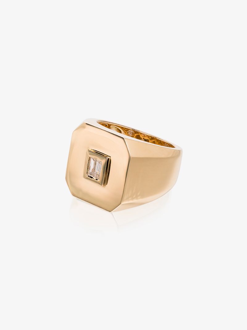 18k Yellow Gold Diamond Signet Ring
