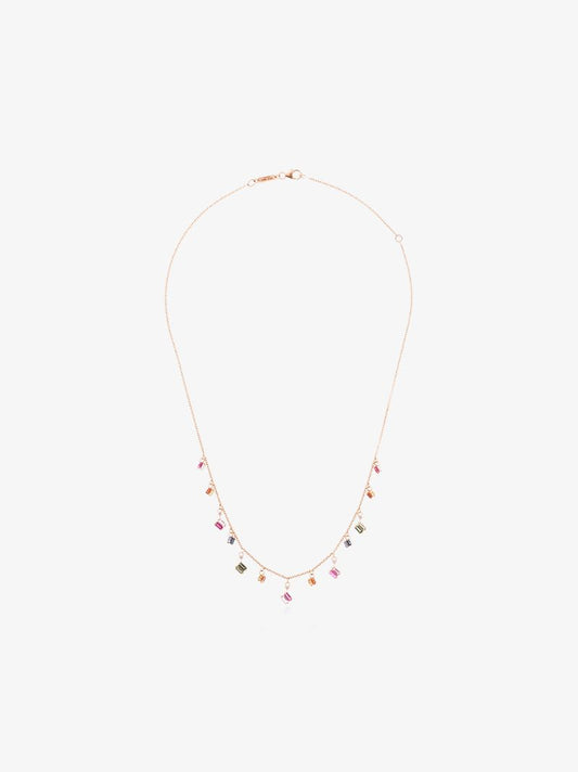 18k Rose Gold Firework Multicoloured Sapphire Charm Necklace