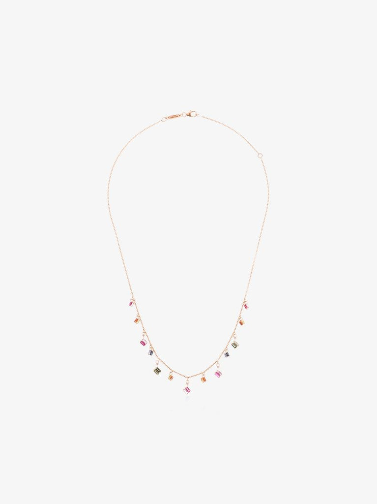 18k Rose Gold Firework Multicoloured Sapphire Charm Necklace