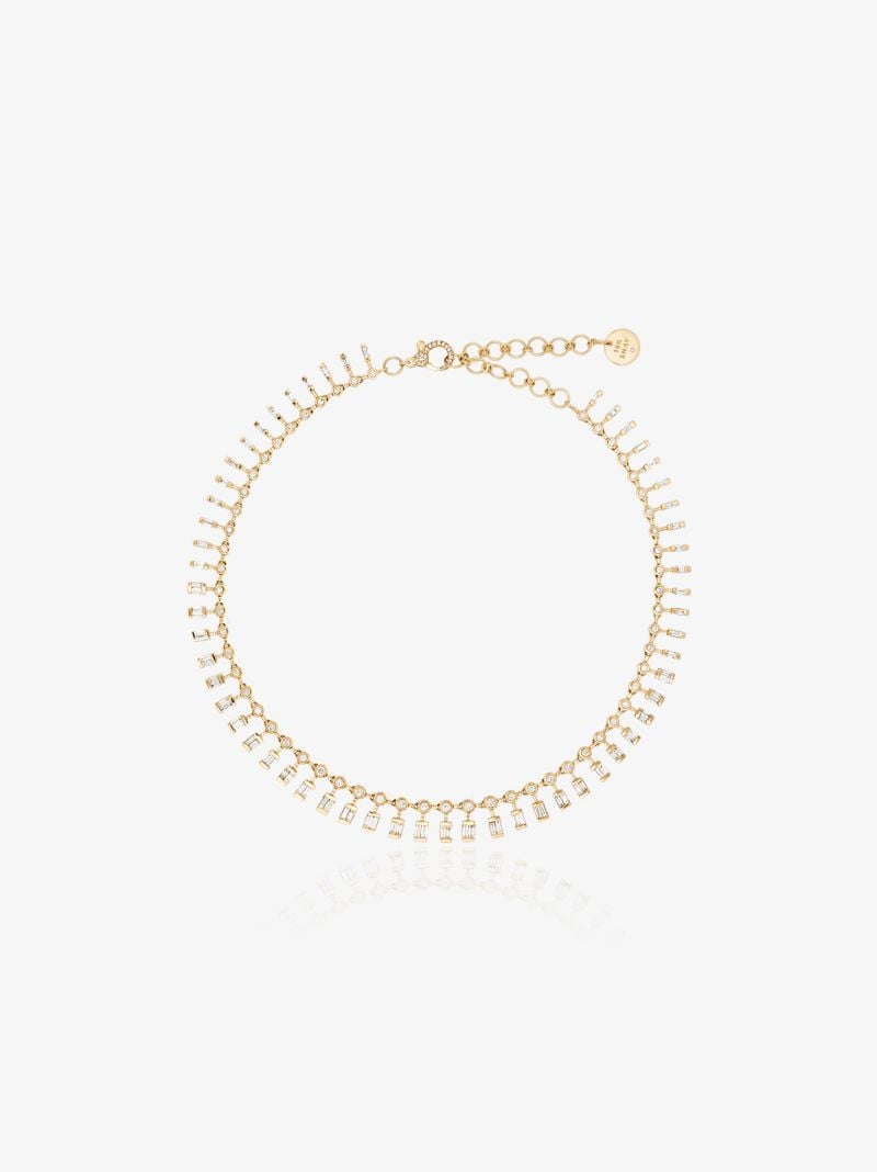 18k Yellow Gold Dot Dash Diamond Necklace