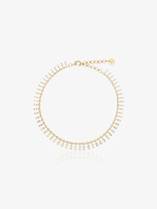 18k Yellow Gold Dot Dash Diamond Necklace