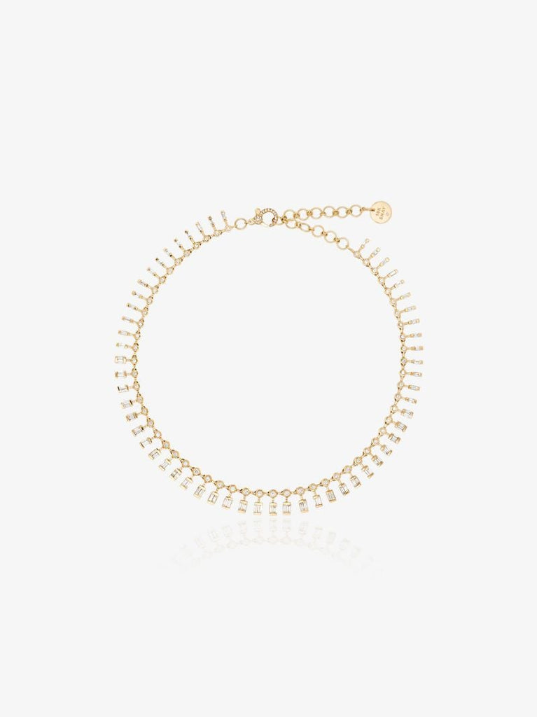 18k Yellow Gold Dot Dash Diamond Necklace