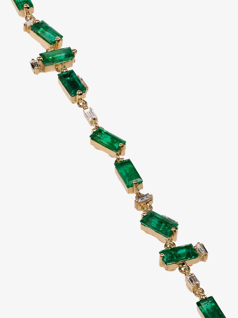 18k Yellow Gold Emerald and Diamond Tennis Bracelet