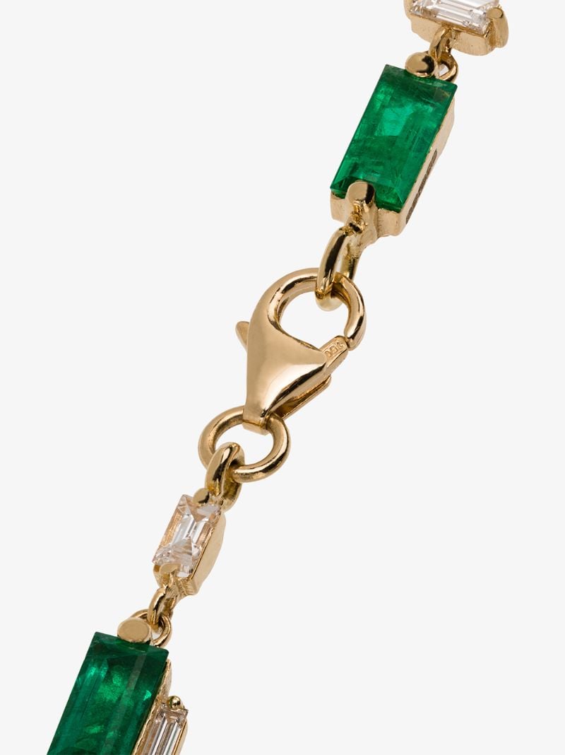 18k Yellow Gold Emerald and Diamond Tennis Bracelet
