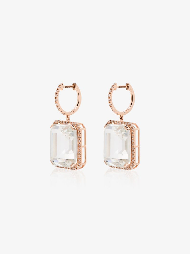18k Rose Gold Portrait White Topaz Earrings