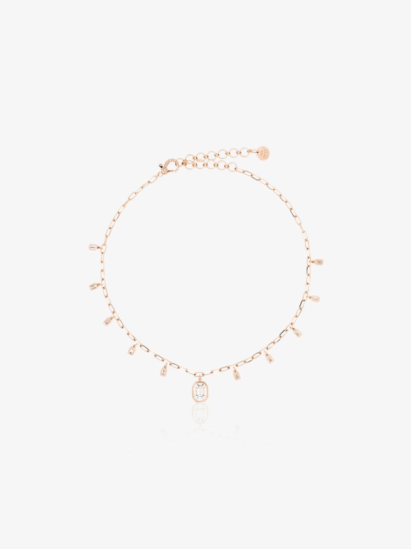 18k Rose Gold Diamond Drop Necklace