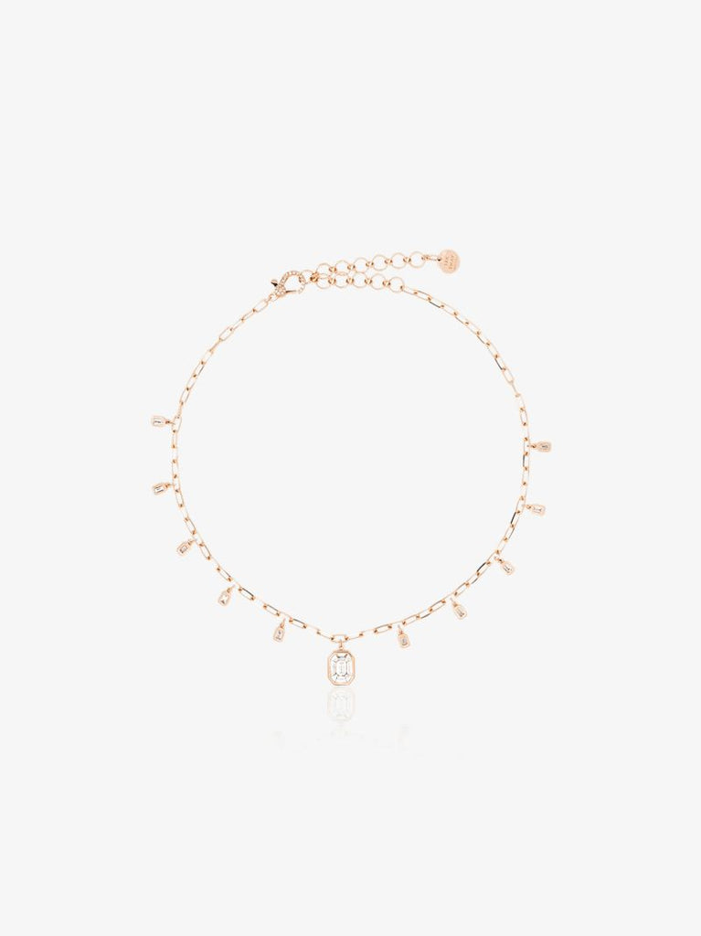 18k Rose Gold Diamond Drop Necklace