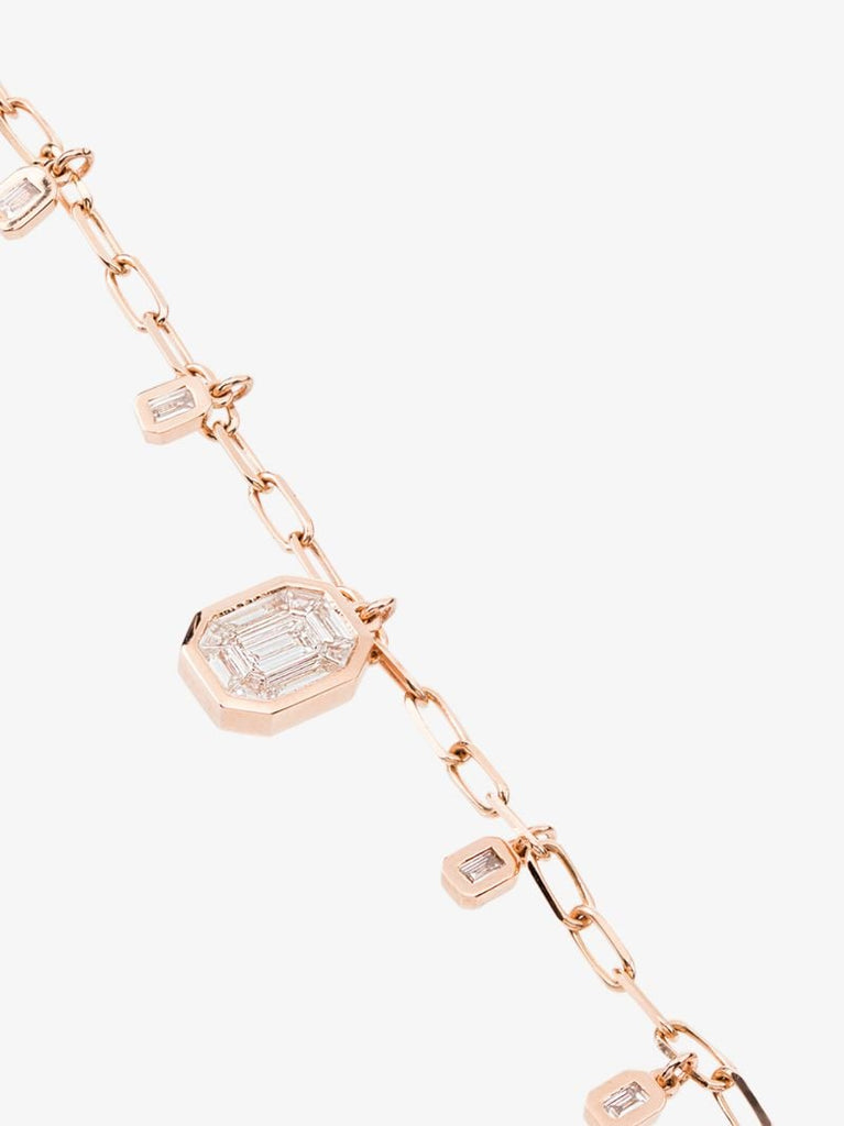18k Rose Gold Diamond Drop Necklace