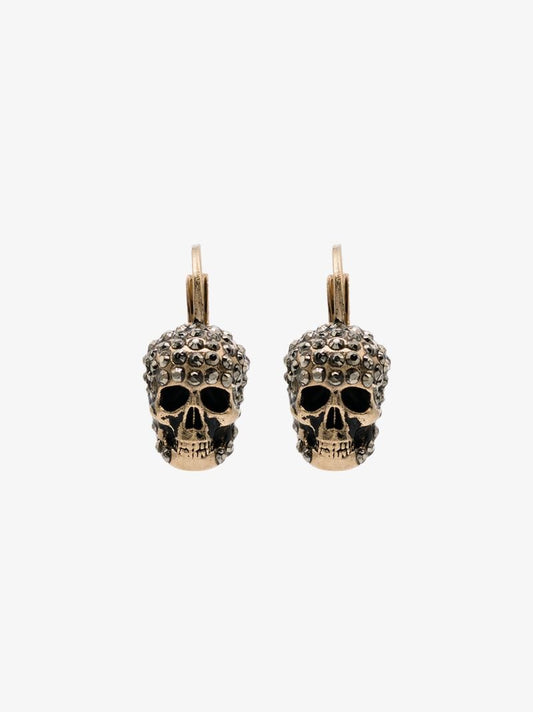 Gold-tone Crystal Skull Earrings