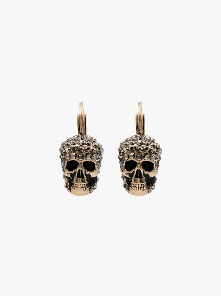 Gold-tone Crystal Skull Earrings