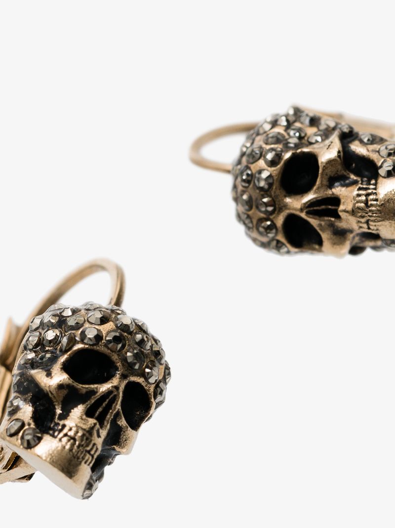 Gold-tone Crystal Skull Earrings