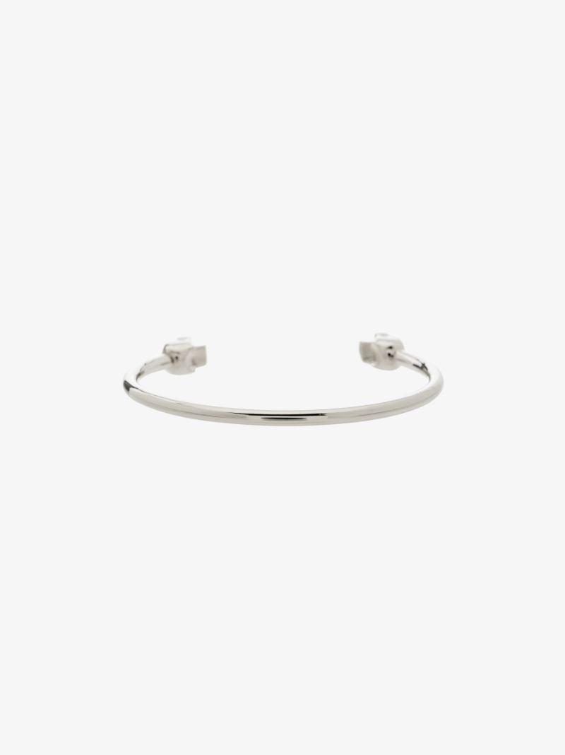 Silver-tone Thin Twin Skull Bracelet
