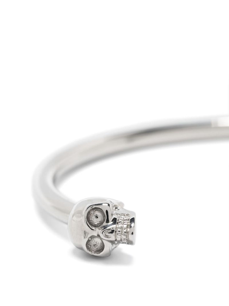 Silver-tone Thin Twin Skull Bracelet