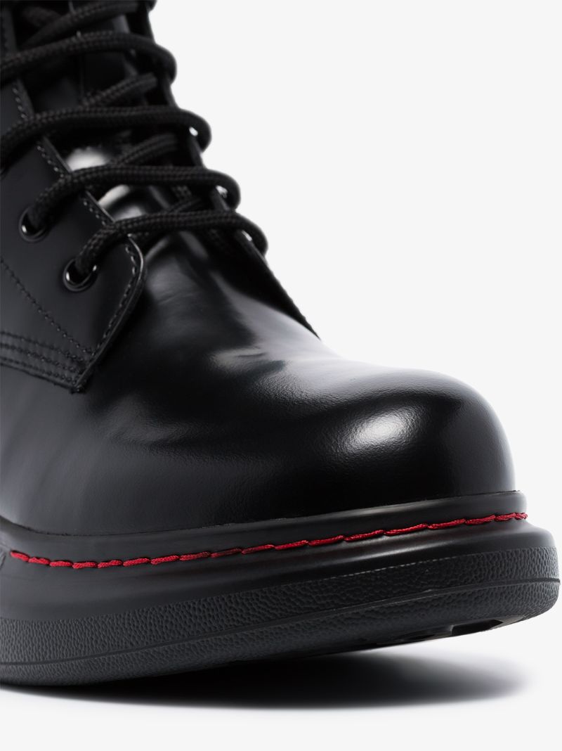 Black Lace-up Ankle Leather Boots