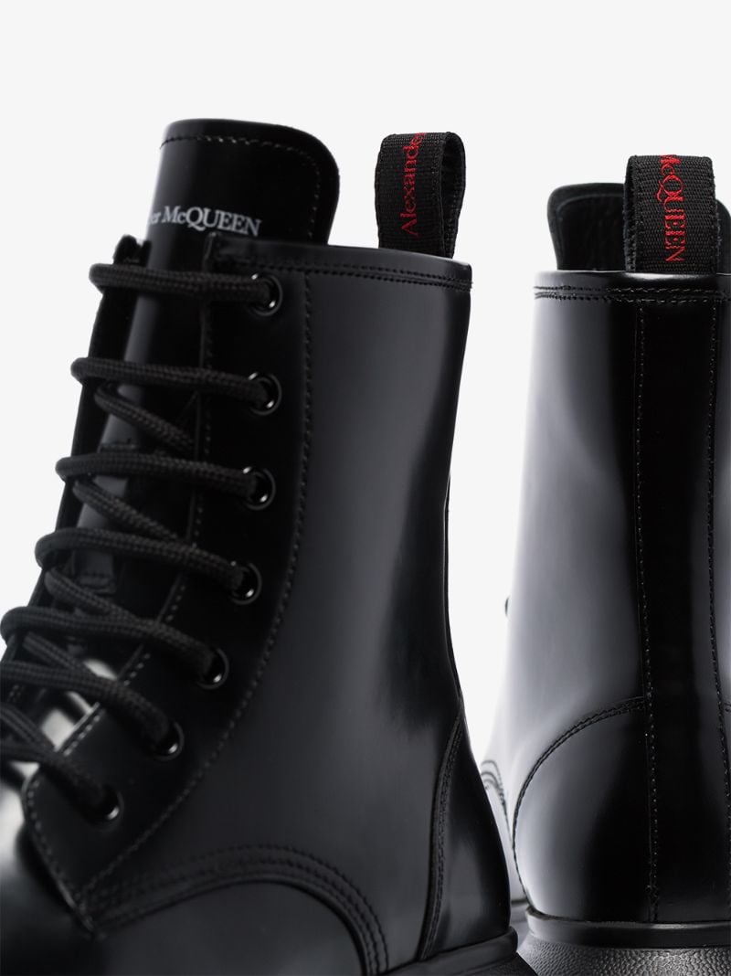 Black Lace-up Ankle Leather Boots