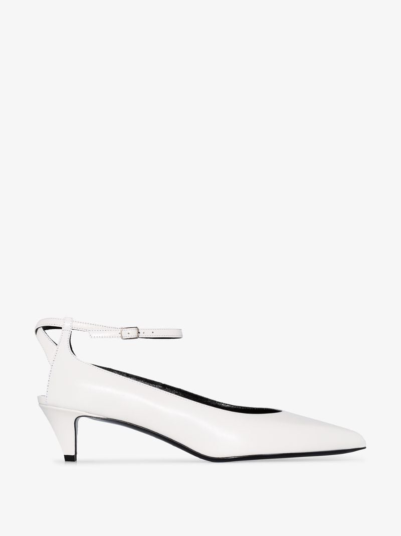 White Sharp Leather Pumps